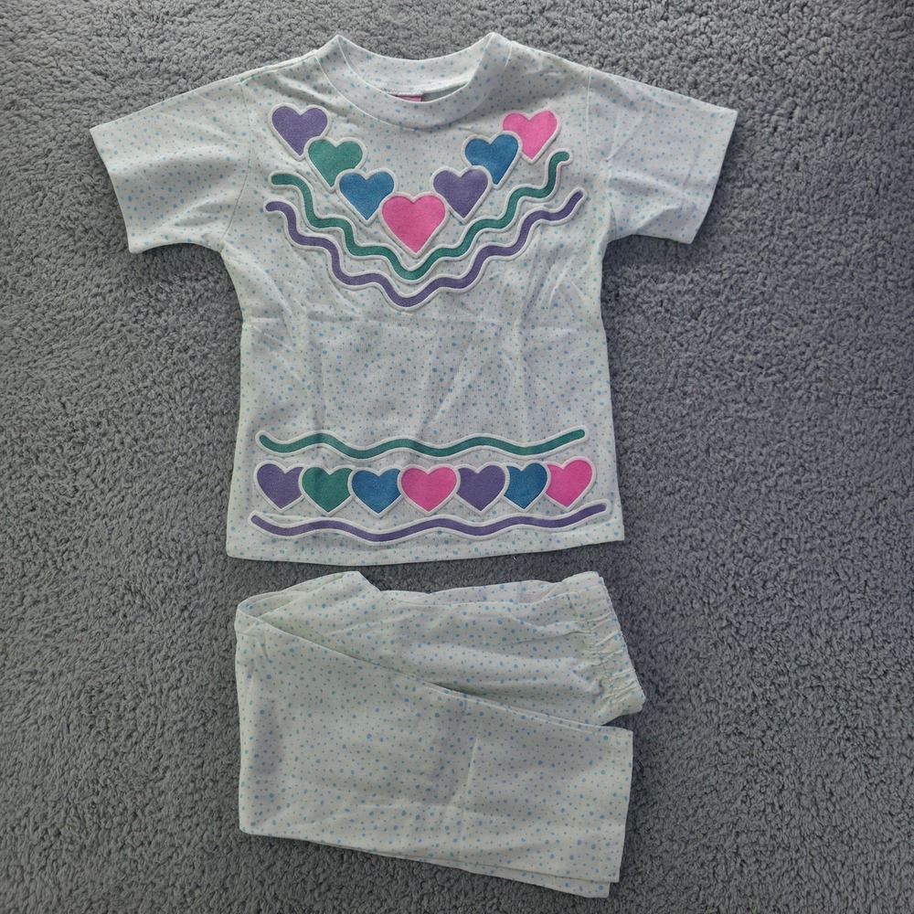 Vintage Bazerker Girls Heart Polka Dot 2 Piece Set Size 6 Made in USA 90s